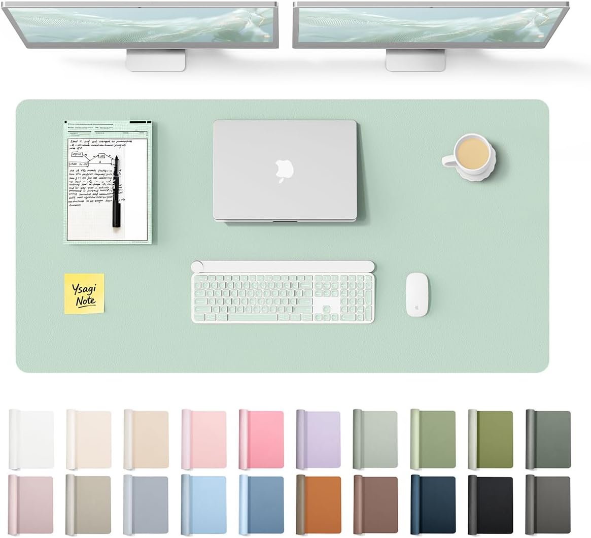 YSAGi Leather Office Desk Pad Protector, Large Mouse Pad, Non-Slip, PU Leather, Laptop Desk Blotter, Waterproof Writing Pad for Office and Home, Black, 23.6" x 13.8" - Colors A