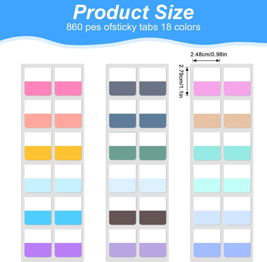 720 Pcs Sticky Tabs for Notebooks, 3-Color PET Sticky Tabs for Books, Repositionable Transparent Page Markers Stickys Tab for Office School Reading & Filing