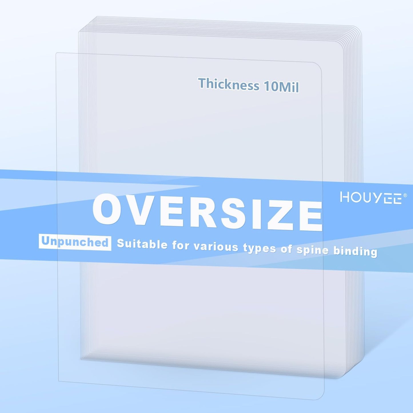 HOUYEE 100 Pack10 Mil Clear Binding Presentation Covers, PVC Report Cover Sheets for Binding, Square Corner, 8.5 x11 Inches, Letter Size