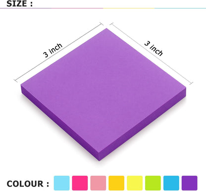Pop Up Sticky Notes 3x3 inch, 8 Bright Multi Colors,Accordion Self-Stick Notes, Purple Sticky Notes 8 Pads 80 Sheet/Pad