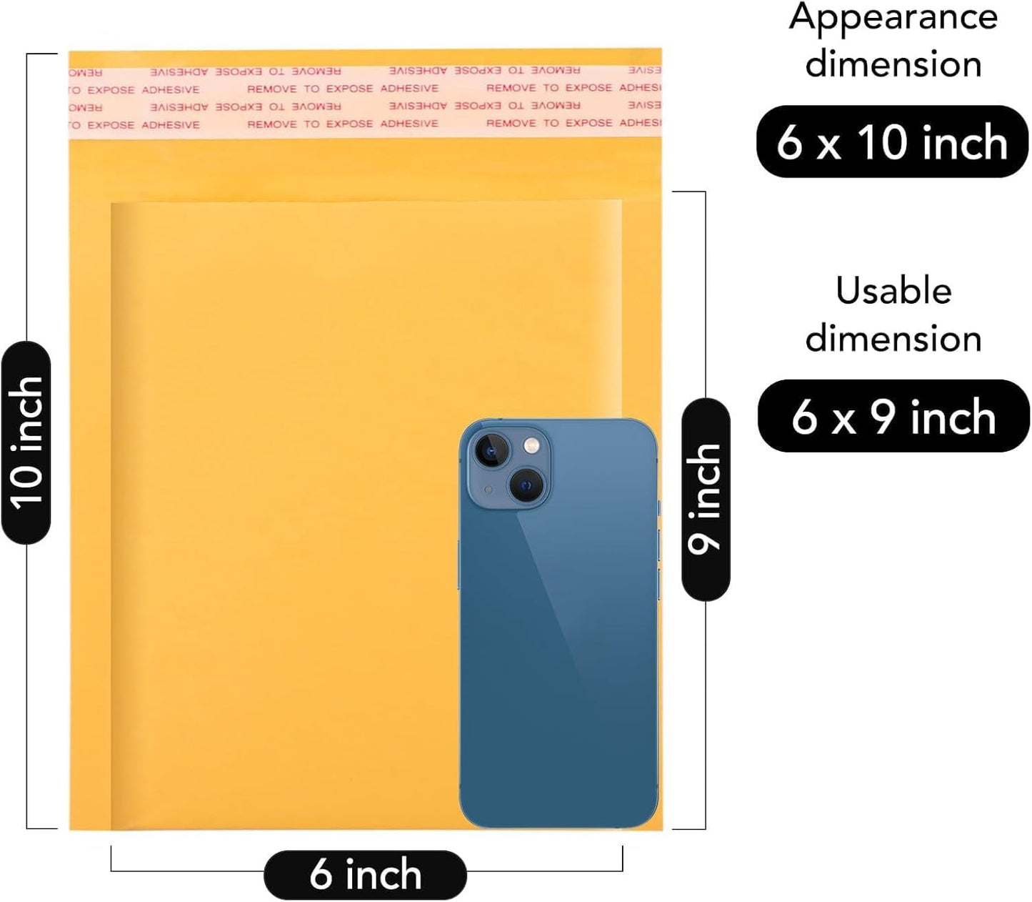 Fuxury Kraft Bubble Mailer 4x8” 50Pack Padded Envelopes Usable Size 4x7" Strong Adhesion Thick Bubble Envelopes Waterproof Cushioned Bubble Mailers Packaging for Small Business #000 Yellow
