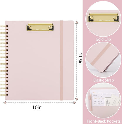 SKYDUE Clipboard Folder with Storage, 6 Dividers with 12 Pockets for Letter Size, Storage Clipboard Folio with Refillable Notepad, Spiral Clipboards Padfolio for Teacher Worker Nurse