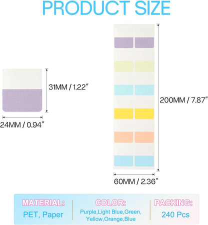 PATIKIL Clear Index Sticky Tabs, 240 Pcs Large Transparent Sticky Notes Bookmarks Planner Stickers Page Tabs for Office Notebooks File Folder Ledger Book, Gradient Purple