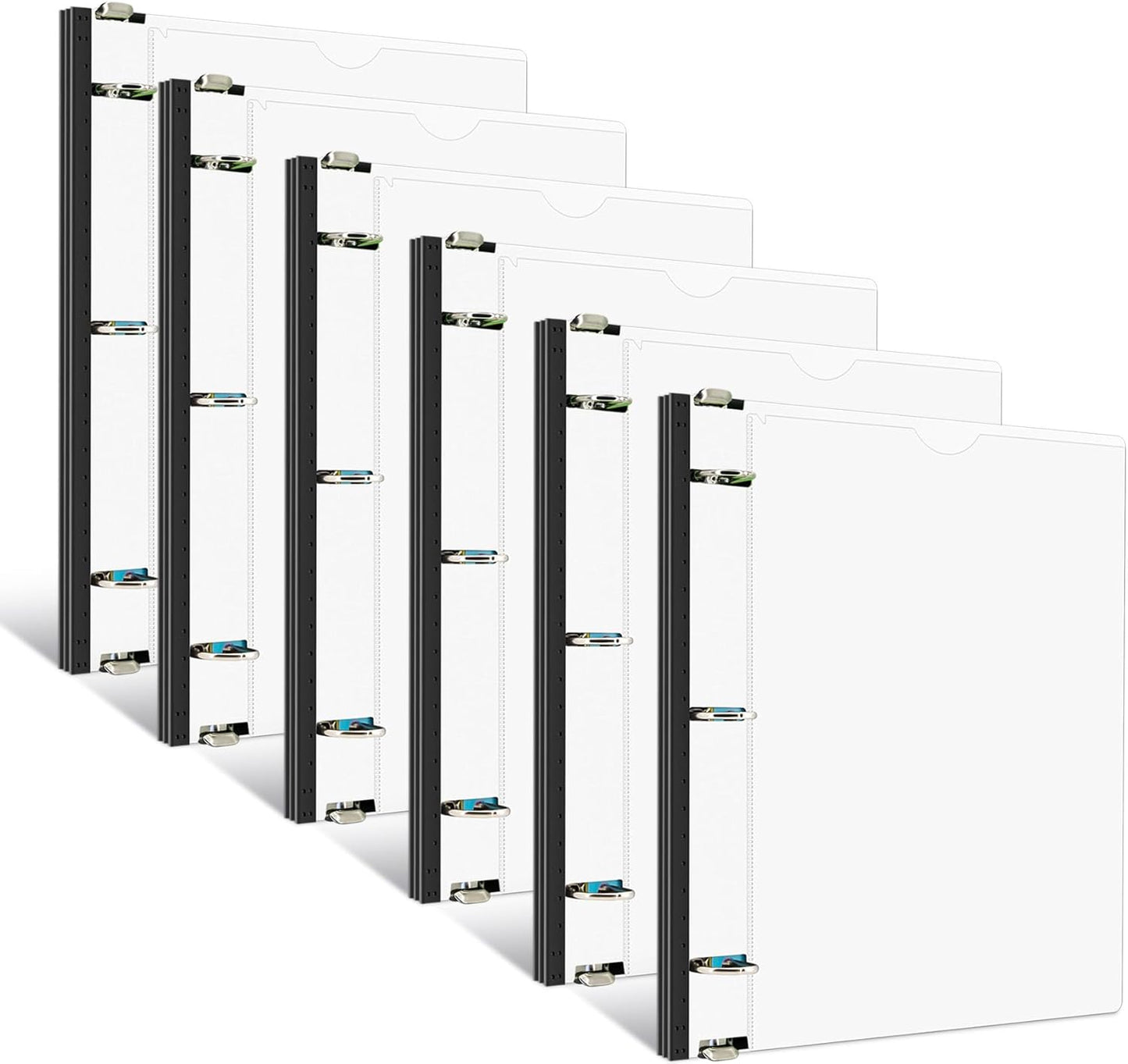 INFUN 1 Inch Telescoping 3 Ring Binder - 6PCS, Flexible Round Binder with Customizable Front Cover and Clear Catalog Pocket, 1Inch Rings, 225 Sheet Capacity-White