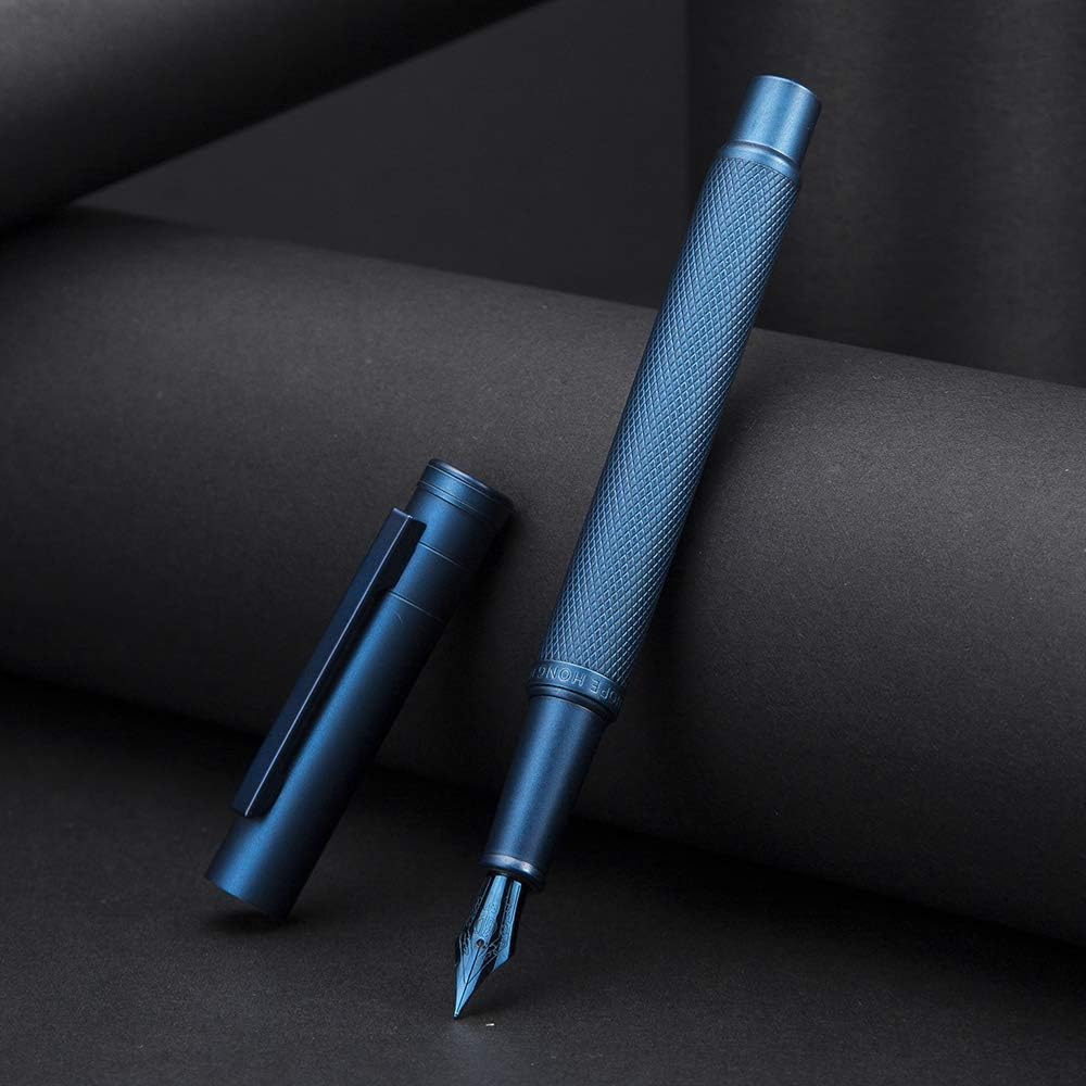 Hongdian Matte Black Forest Rollerball Pen with Schmidt Black Ink Refill, Classic Design with Metal Case for Business Signature
