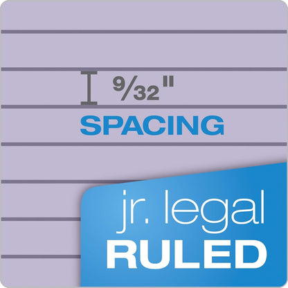 TOPS Prism+ Writing Pads, 5x 8, Perforated, Jr. Legal Ruled, Narrow 1/4 Spacing, Orchid, 50 Sheets, 12 Pack (63040)