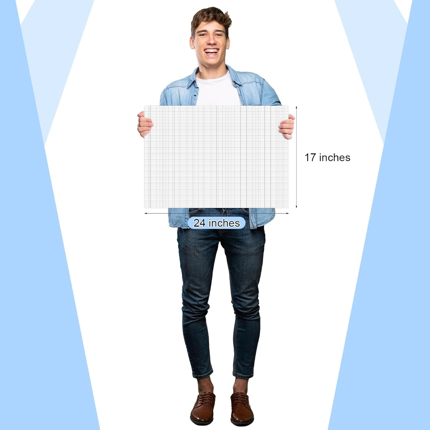 Fuyoooo 25 Sheet Graph Paper Pad 24" x 36" Large Graph 1" and 1/4" Ruled Grid Paper for Engineer Architect Designer Mathematician Draftsmen Sketch House Commercial Building Plan Drafting(White)