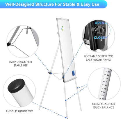 Easel Whiteboard - Magnetic Portable Dry Erase Easel Board 36 x 24 Tripod Whiteboard Height Adjustable Flipchart Easel Stand White Board for Office or Teaching at Home & Classroom (Black)