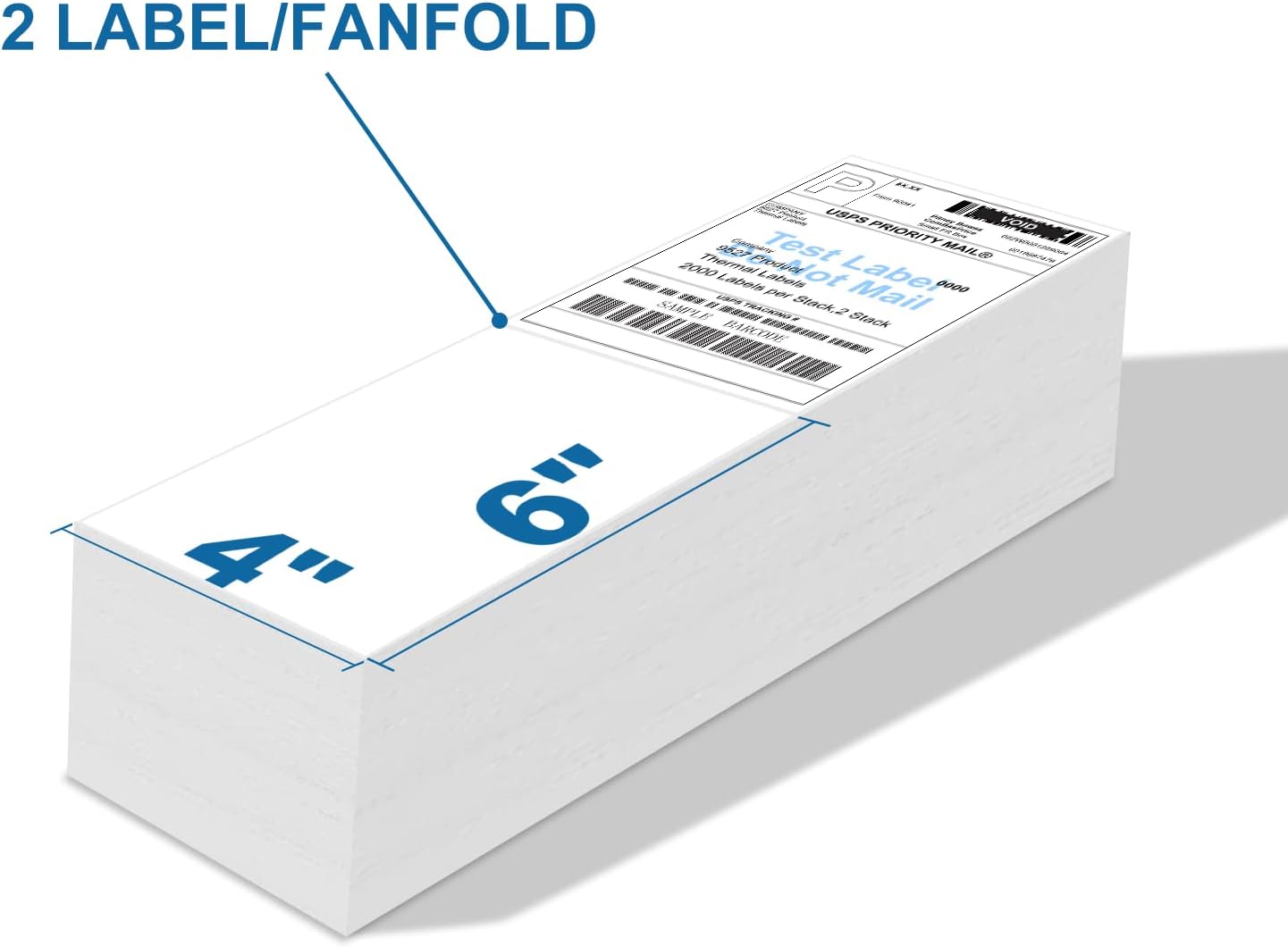 9527 Product Fanfold 4 x 6 Direct Thermal Labels White Perforated Shipping Labels, 500pcs per Stack,1 Stack