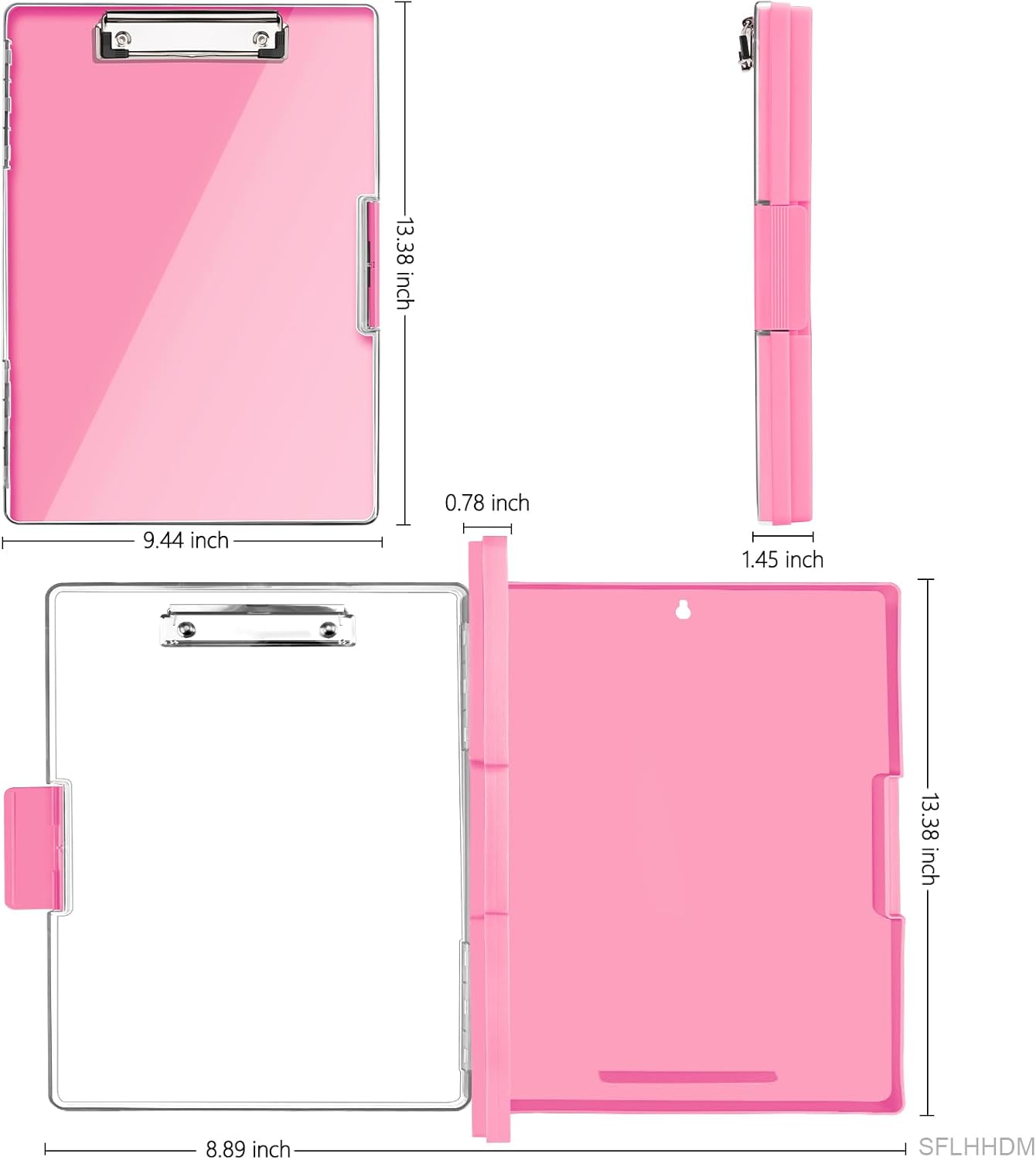SFLHHDM Clipboard with Storage,Heavy Duty Clip Boards 8.5x11 with 2 Storage Case,Clear Visible Panel Storage Clipboards,Side Opening Nursing Clipboard Folder for Office Supplies-Light Purple