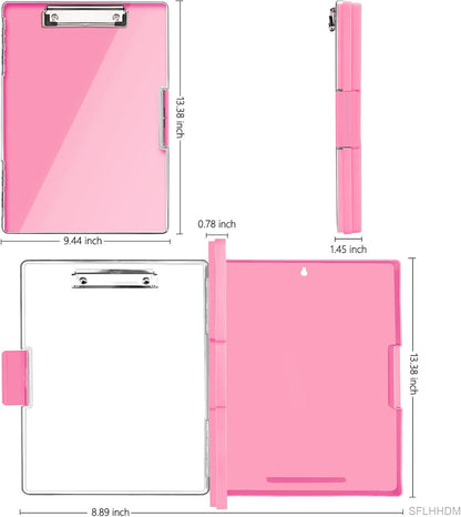 SFLHHDM Clipboard with Storage,Heavy Duty Clip Boards 8.5x11 with 2 Storage Case,Clear Visible Panel Storage Clipboards,Side Opening Nursing Clipboard Folder for Office Supplies-Light Purple