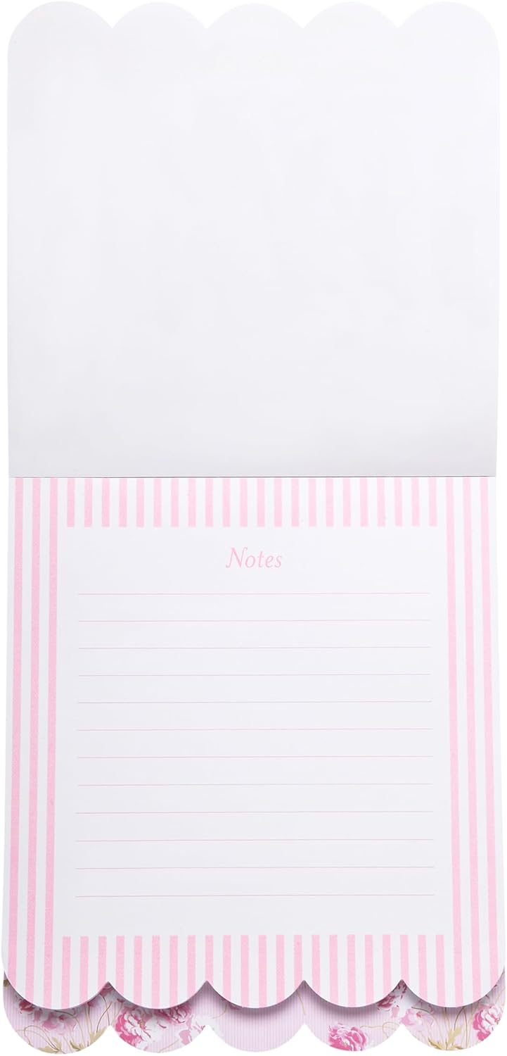 Laura Ashley 3-in-1 Scalloped Edge Layered Notepad – 6.5 x 7.5 Inch Writing Pad with 150 Lined Tear-Off Sheets, Elegant Heirloom Cottage Stationery, Glue-Bound with Sturdy Backboard