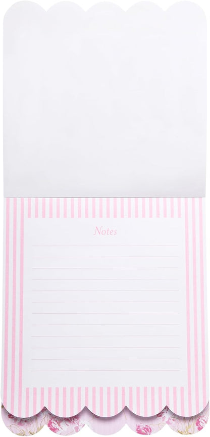Laura Ashley 3-in-1 Scalloped Edge Layered Notepad – 6.5 x 7.5 Inch Writing Pad with 150 Lined Tear-Off Sheets, Elegant Heirloom Cottage Stationery, Glue-Bound with Sturdy Backboard