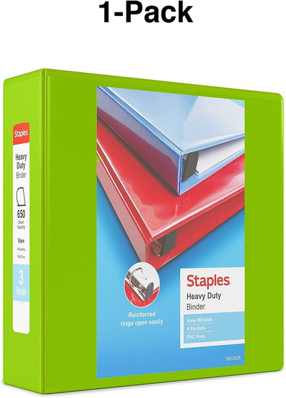 Staples Heavy-Duty 2-Inch D-Ring View Binder, Reinforced Spine, Holds Up to 450 Sheets, Gray, for Office & School