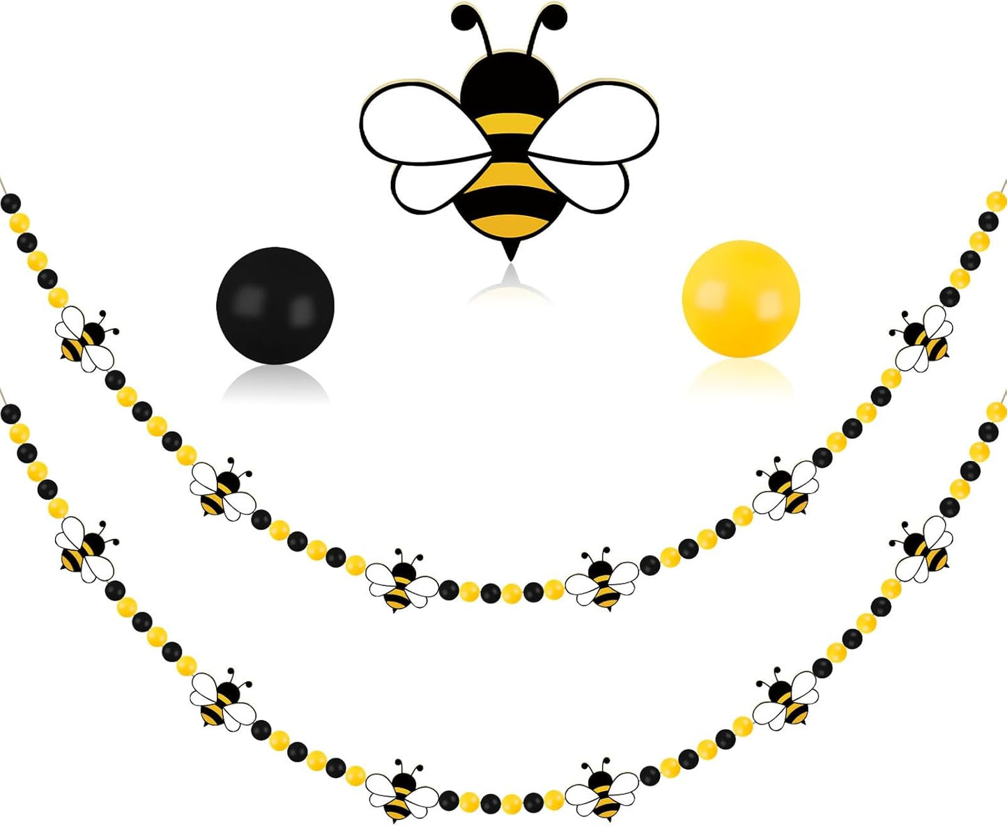 8.2 Ft Pencil Wooden Garland Graduation Yellow Pencil Banners with Cute Beads Hanging Ornaments for Kindergarten Classroom Office Home First Day of School Party Decor