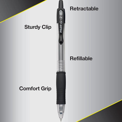PILOT G2 Premium Refillable and Retractable Rolling Ball Gel Pens, Ultra Fine Point, Black Ink, 5-Pack (31306)