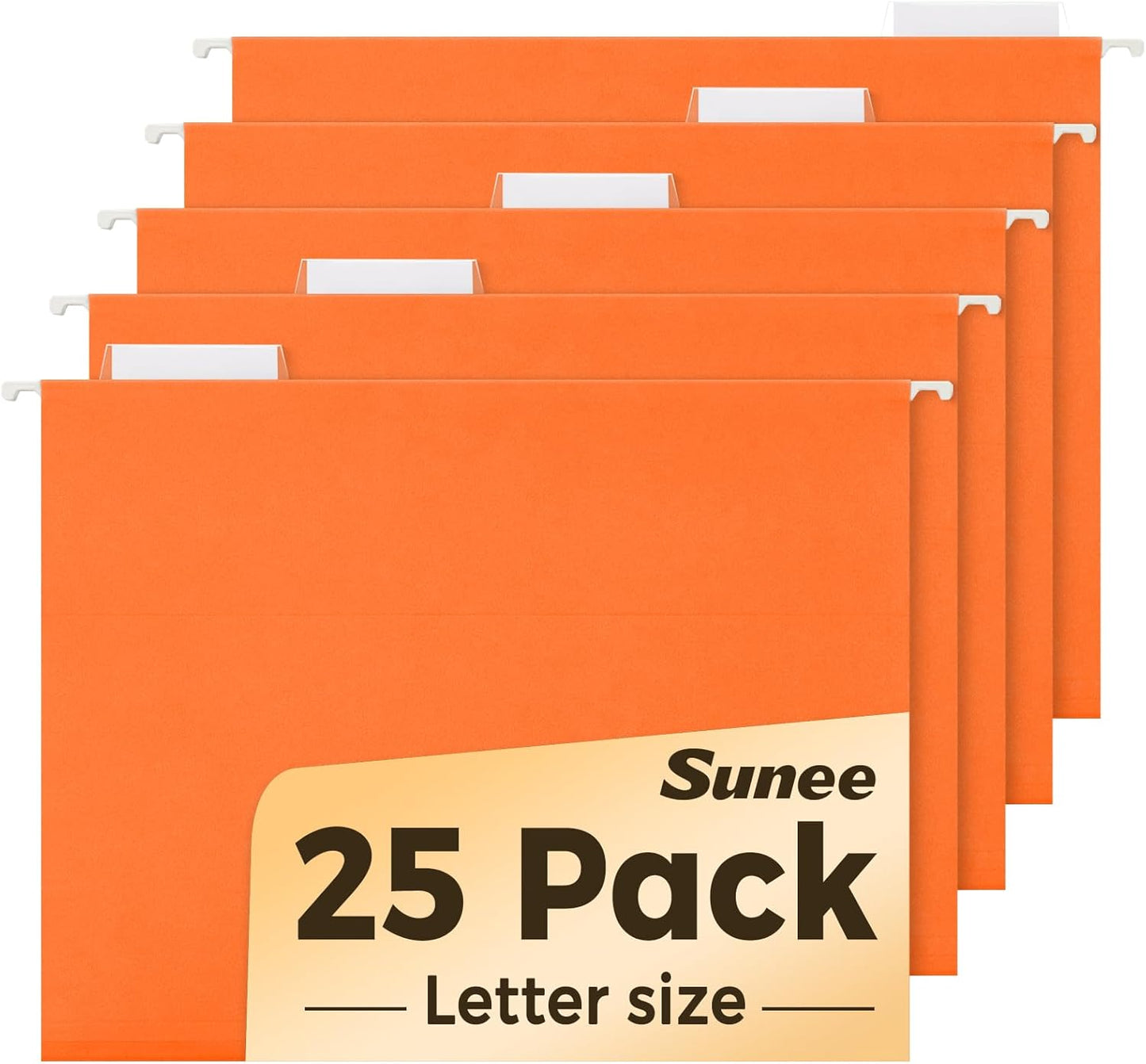 SUNEE Hanging File Folders, 25 Pack Letter Size Hanging File Folders with 1/5-Cut Tabs, Ideal for Home and Office Organization and Papers Classification,Yellow