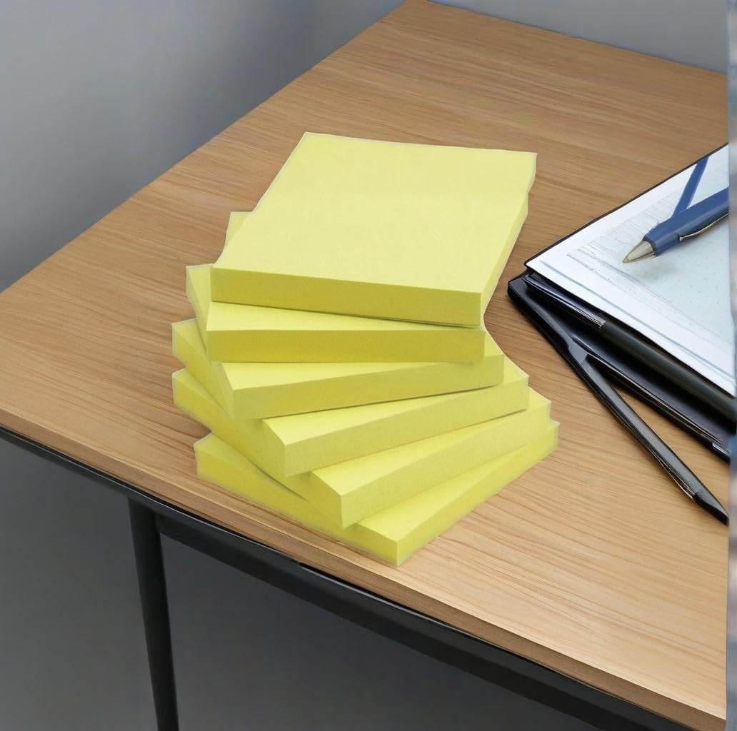White Sticky Notes 6 Pads 3 X 3 Inch 100 Sheets/Pad Self-Stick Notes Pads 600 Sheets Total