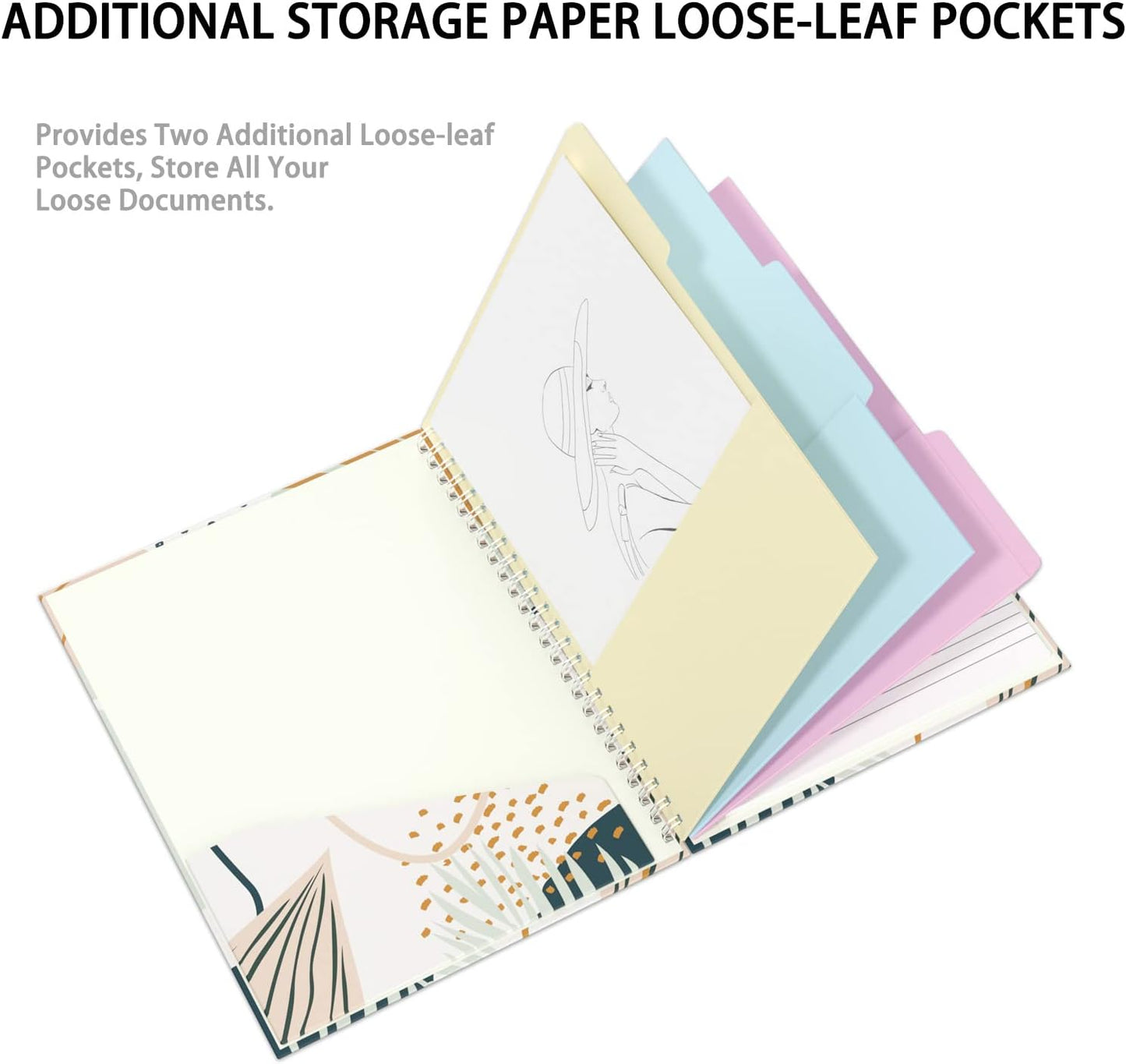 Rimilak Spiral Clipboards Folio with Refillable Lined Notepad, 14.5 x 9.8 In, Hardcover Cover with 5 Interior Pockets, Elastic Band and Pen Loop Series. Cute Stylish Clipfolio, Daisy Flower