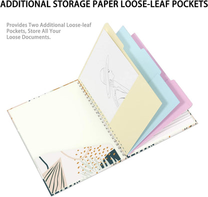 Rimilak Spiral Clipboards Folio with Refillable Lined Notepad, 14.5 x 9.8 In, Hardcover Cover with 5 Interior Pockets, Elastic Band and Pen Loop Series. Cute Stylish Clipfolio, Daisy Flower