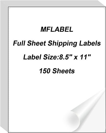 MFLABEL Half Sheet Shipping Labels - 200 Self Adhesive Sticker Sheets for Laser & Inkjet Printers, Waterproof & Smudge-Free, with 12 Free Fragile Labels for Packaging, Shipping and Crafting - Colors B