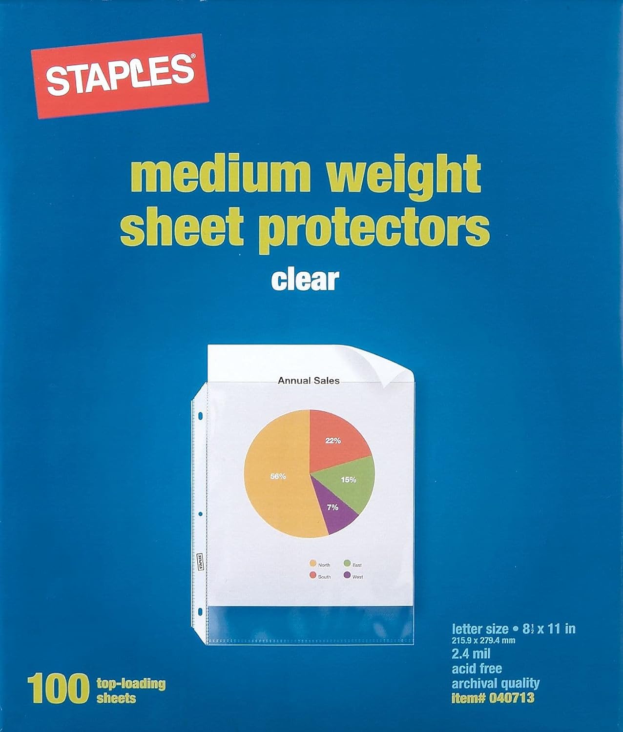 Staples Sheet Protectors, 8.5" x 11" – Top-Loading Clear Page Protectors, 2.4 Mil Standard Weight, 200-Pack