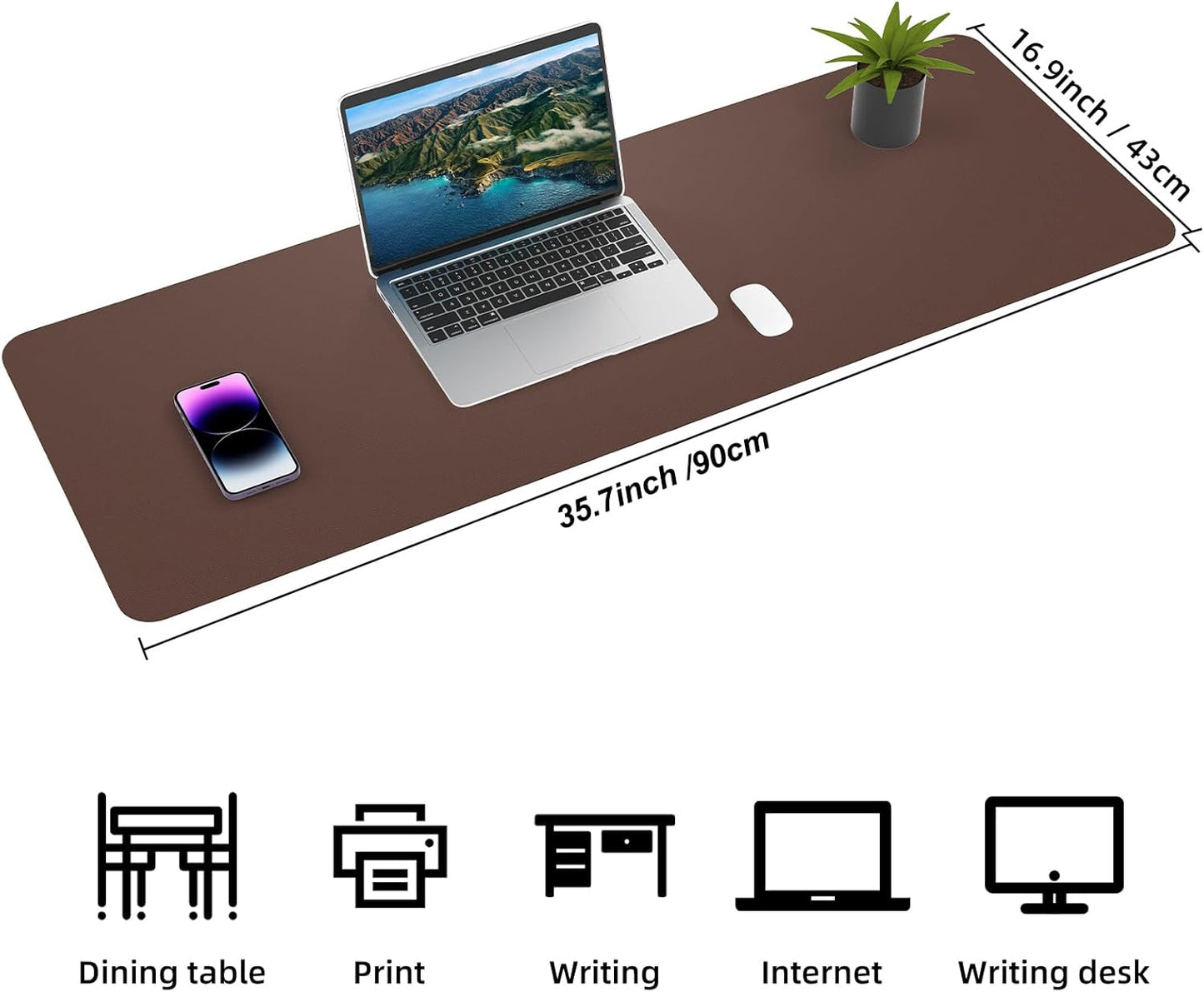 Large Desk Mat 47.2" x 17" Leather Desk Pad Protector with Natural Cork & PU Leather, Non-Slip Office Desk Mat, Large Mouse Pad, Waterproof Desk Blotter pad for Office&Home(Black)