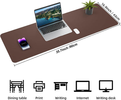 Large Desk Mat 47.2" x 17" Leather Desk Pad Protector with Natural Cork & PU Leather, Non-Slip Office Desk Mat, Large Mouse Pad, Waterproof Desk Blotter pad for Office&Home(Black)