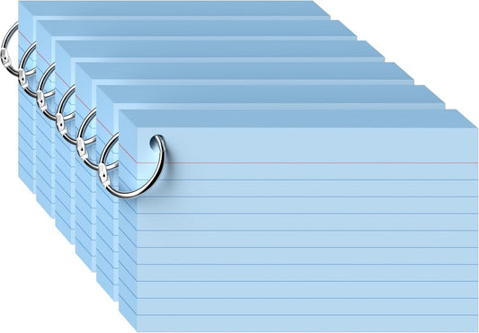300 Count Colored Index Cards 3x5 Inch with Ring, Heavy Weight Flash Cards, Note Taking Supplies, Portable Note Cards, Study Flashcards for Students & Teachers, Office Home School Study Supplies