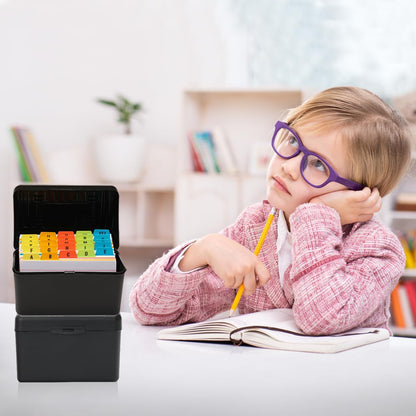 H4D 3x5 Index Card Holder with 100 Heavyweight Ruled Index Cards and 25 Plastic Dividers, Black