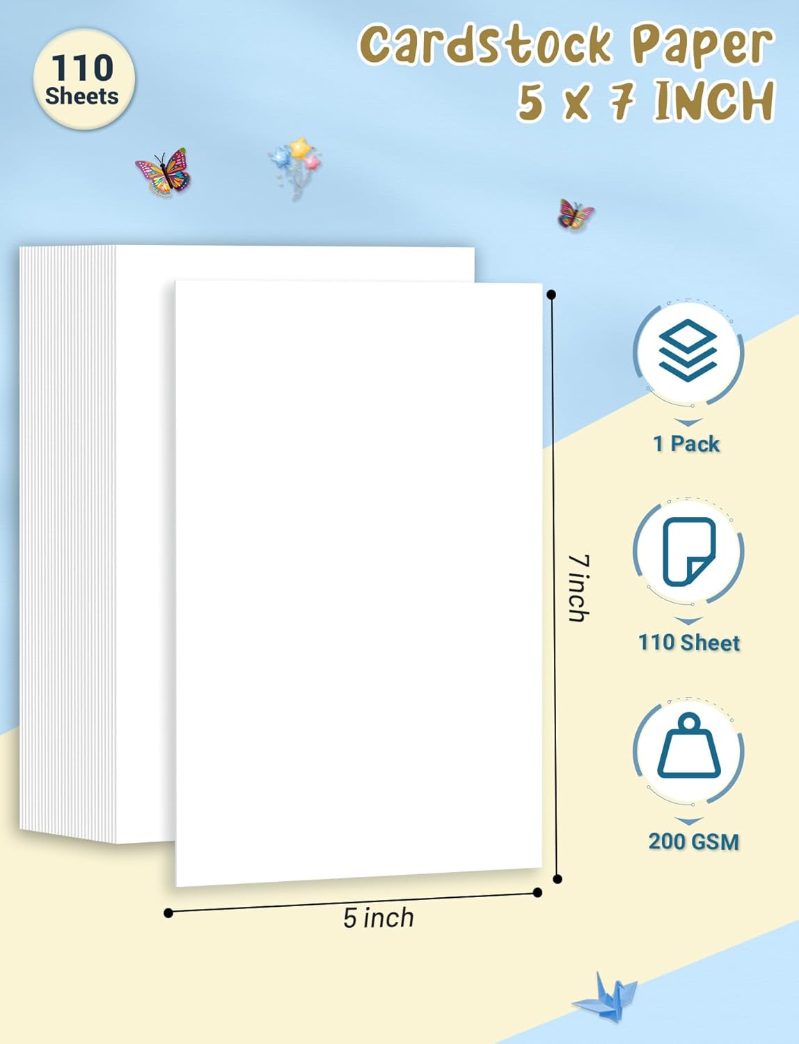 40 Sheets Cream Cardstock Paper 8.5 x 11, Ivory Cardstock Printer Paper 8.5x11, Off White Card Stock Paper 8.5 x 11, 200 GSM Construction Paper for DIY Cards, Greeting Cards, Wedding Invitations