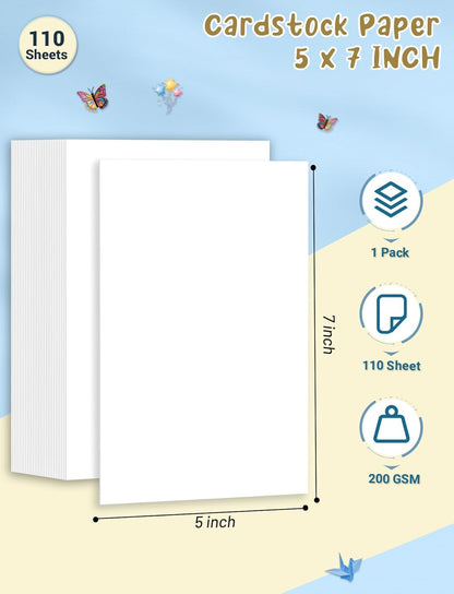 40 Sheets Cream Cardstock Paper 8.5 x 11, Ivory Cardstock Printer Paper 8.5x11, Off White Card Stock Paper 8.5 x 11, 200 GSM Construction Paper for DIY Cards, Greeting Cards, Wedding Invitations