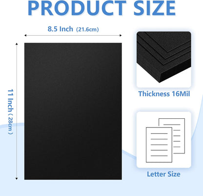 HOUYEE 100 Pack 16 Mil Poly Binding Covers,Sand Texture Binding Presentation Covers,8.5x11 Inches,Letter Size,Black,Square Corners,Un-Punched