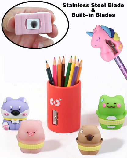 8 PCS Pencil Sharpener for Kids, Pencil Sharpener Manual, Cartoon Handheld Little Pencil Sharpeners, Kawaii Stationary Gifts, Small Favors Gifts for Office Supplies (Style 1)