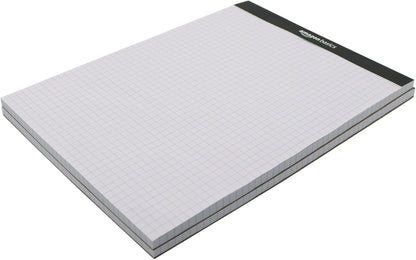 Amazon Basics Quad-Ruled Graph Paper Pad with Sturdy Back, Perforated, 8.5" x 11.75", White, 100 Sheets/Pad, 2-Pack
