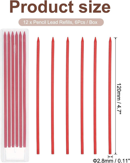 PATIKIL 12Pcs 2.8mm Carpenter Pencil Lead Refills, Solid Dry Pencil Refills Break Resistant Lead Refill for Mechanical Carpenter Construction Pencils Art Drafting, Multicolor