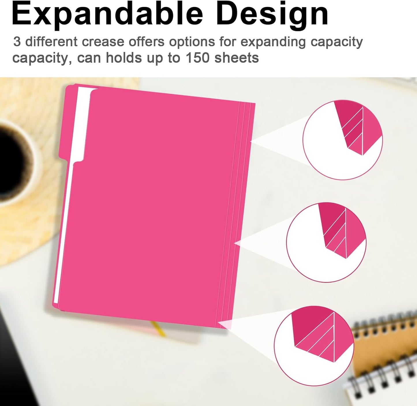 File Folder, RAZCC 150 Pack 1/3 Cut Tab File Folders Letter Size, Manila Folders, Folders with Tab, Great for Organizing and Easy File Storage