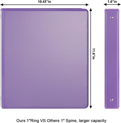 COMIX 3 Ring Binder 2 inch with Clear View Cover, 2" View Binder Holds 450 Sheets of US Letter Size Paper, 6 Pack (Green)