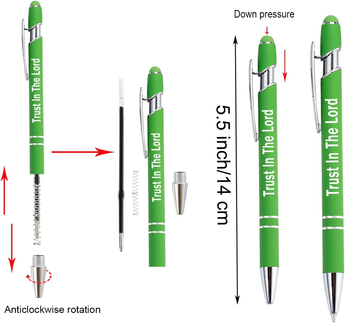 PASISIBICK 3.86 in Blue Ink Refills for Ballpoint Pen with Stylus Tip, Soft Touch Click Pen, 2 in 1 Metal Pens, Medium Point(Pack of 40)