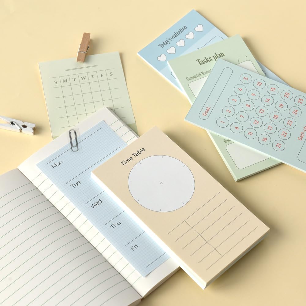 Monolike Memopad Memories design B SET - 4 Packs, 4 Different Designs, 100 Sheets Per Pad, Total 400 Sheets, Note pads, Writing pads, 3.15 x 4.17 Inches