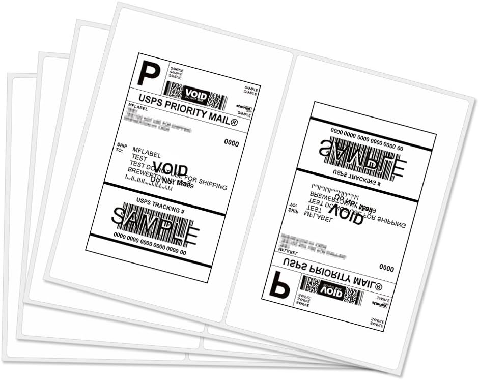 MFLABEL Half Sheet Shipping Labels - 200 Self Adhesive Sticker Sheets for Laser & Inkjet Printers, Waterproof & Smudge-Free, with 12 Free Fragile Labels for Packaging, Shipping and Crafting - Colors A