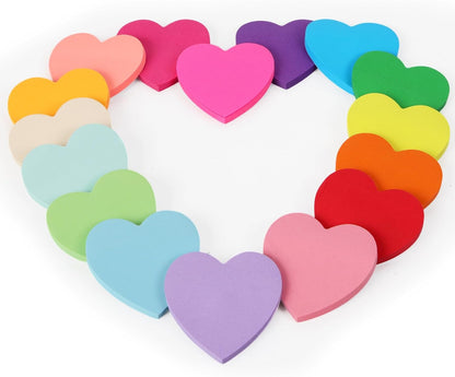 Heart Sticky Notes, 16 Colors 60 Sheets/Pad, 960 Sheets Shape Sticky Pad, Cute Memo Pads Colorful Self-Sticky Note Pads for Valentine Gifts