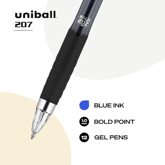 uniball 207 Plus+ Retractable Gel Pens, Medium Point (0.7mm), Black, 4 Pack