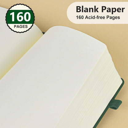 PERCUN Graph Paper Notebook, 160 Pages Grid Journal for women & men, A5 Hardcover Leather Graphing Notebook for School, Work, Travel, Note Taking 5.9”x8.5” (Black)