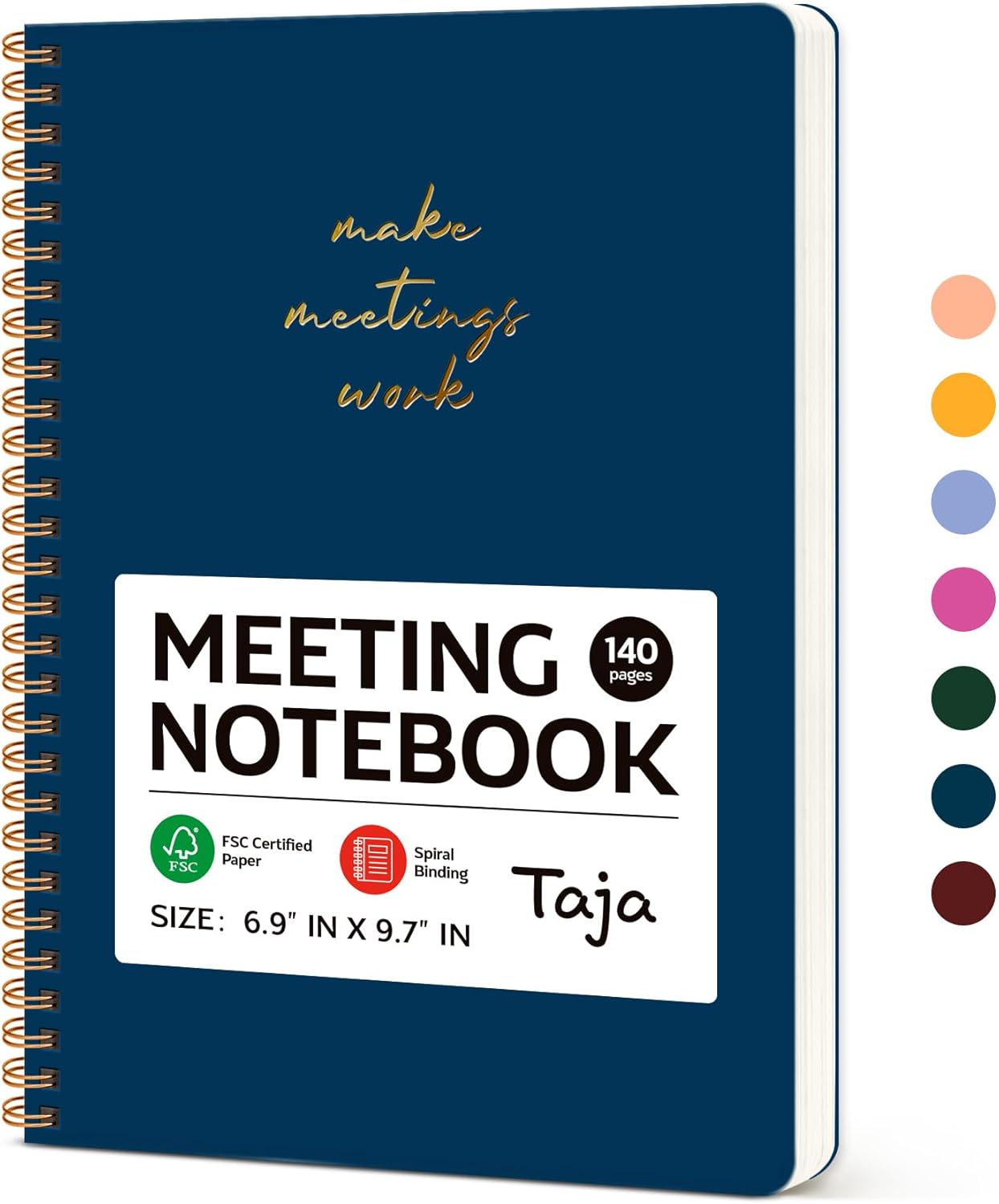 Meeting Notebook for Work Organization - Work notebook with action items, Meeting Minutes Planner Notebook, Perfect Office Supplies for Men & Women - Pink