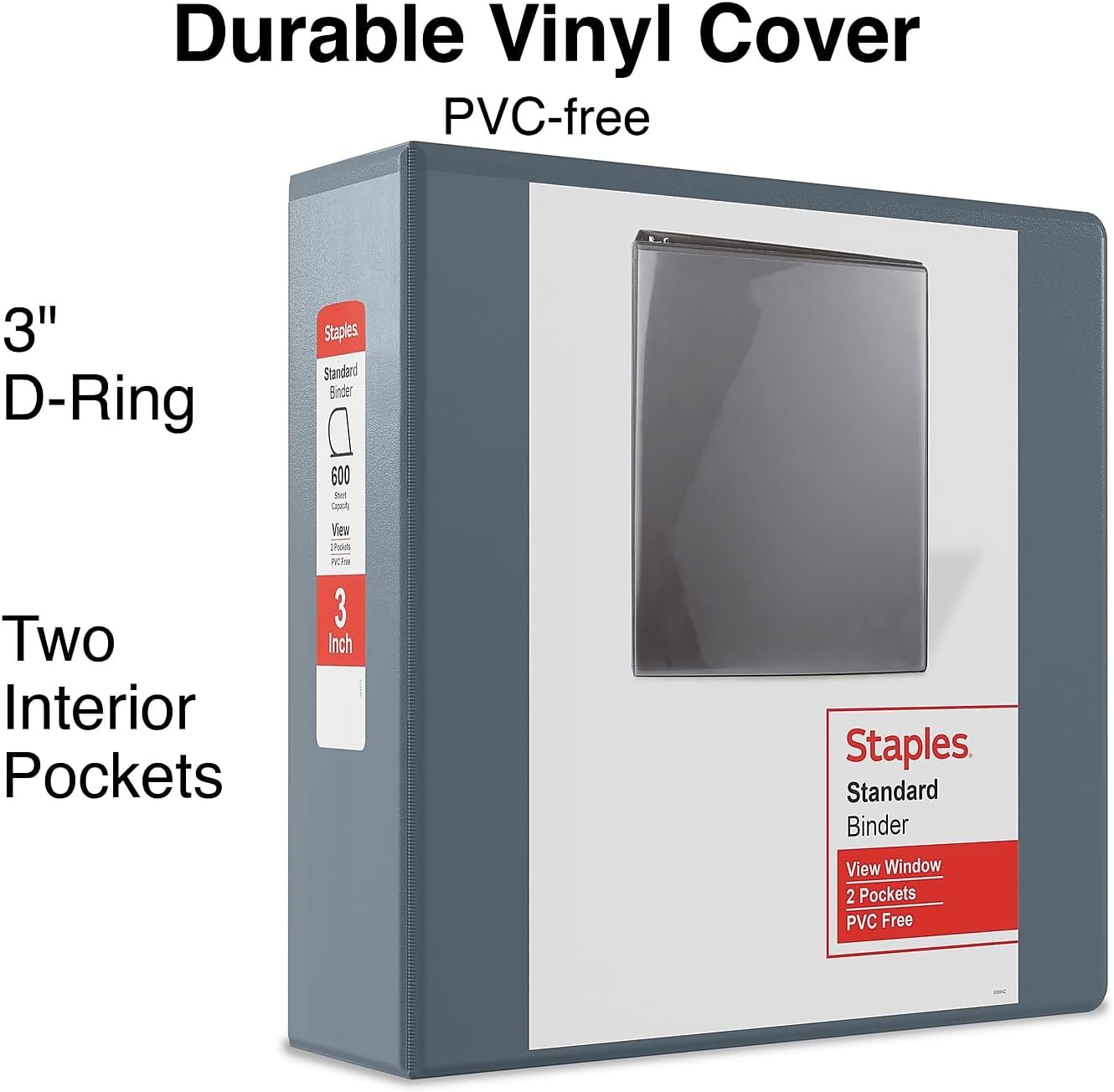 Staples Standard 2-Inch 3-Ring View Binder, Holds Up to 450 Sheets, Orange, Durable Binder for Office & School