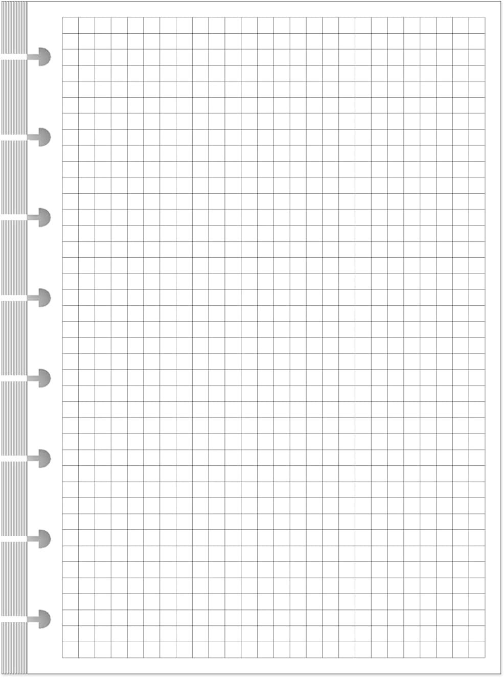 A5 Grid Refill Paper, 6-Hole Graph Paper, 100Sheets / 200Pages Loose-Leaf Grid Paper, 100gsm White Paper, 5.8" x 8.3 "