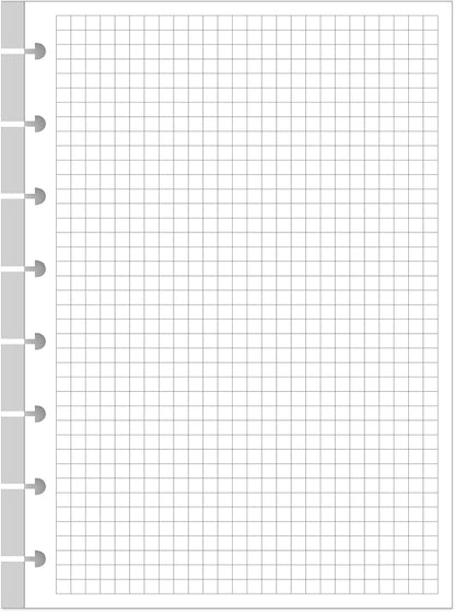 A5 Grid Refill Paper, 6-Hole Graph Paper, 100Sheets / 200Pages Loose-Leaf Grid Paper, 100gsm White Paper, 5.8" x 8.3 "