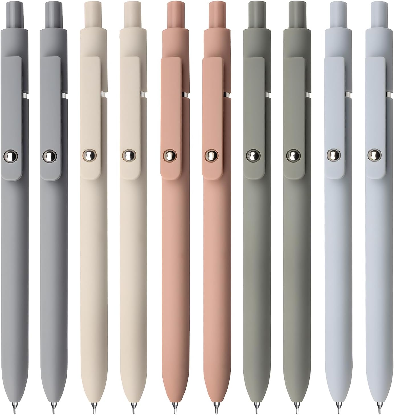 UIXJODO Gel Pens, 5 Pcs 0.5mm Black Ink Pens Fine Point Smooth Writing Pens with Silicone Grip, High-End Series Metal Clip Retractable Pens for Journaling Note Taking (Vintage)