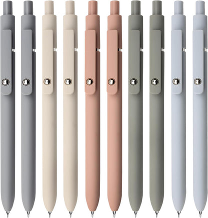 UIXJODO Gel Pens, 5 Pcs 0.5mm Black Ink Pens Fine Point Smooth Writing Pens with Silicone Grip, High-End Series Metal Clip Retractable Pens for Journaling Note Taking (Vintage)